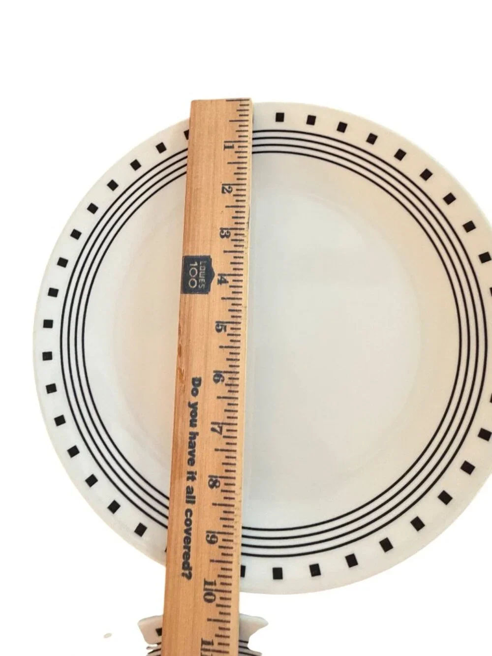 Corelle Black Stripe Square Dot Dinner Plates Set of‎ 4 Vitrelle ~10